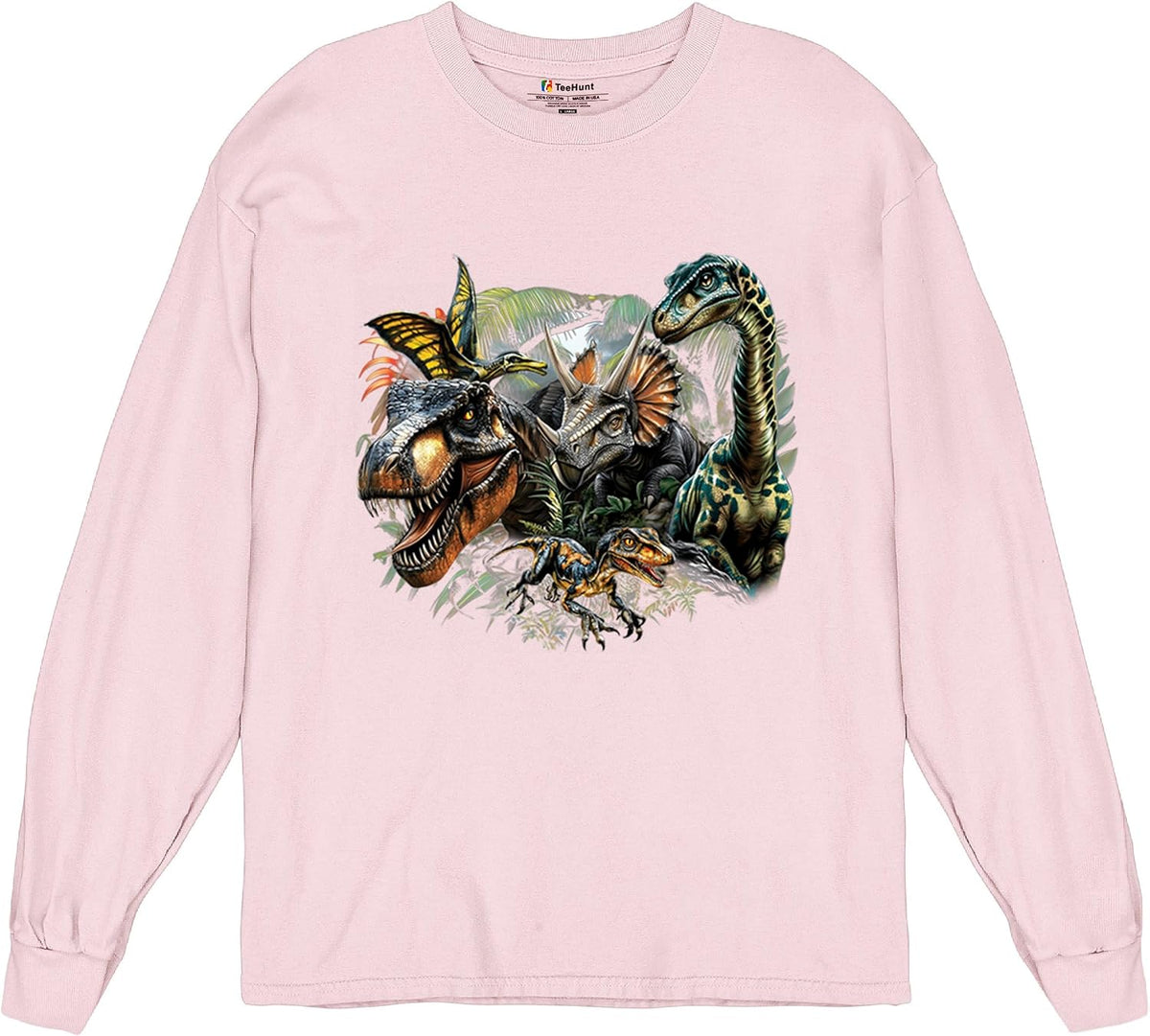 Dinosaur Jungle Men's T-Shirt T-Rex Triceratops Raptor Brachiosaurus Prehistoric Reptile Jurassic Era Colorful Men's Tee - 2