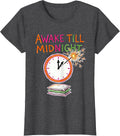 Women's Awake Till Midnight Cute Kidcore New Years Eve Party T-Shirt - Dark Heather Grey