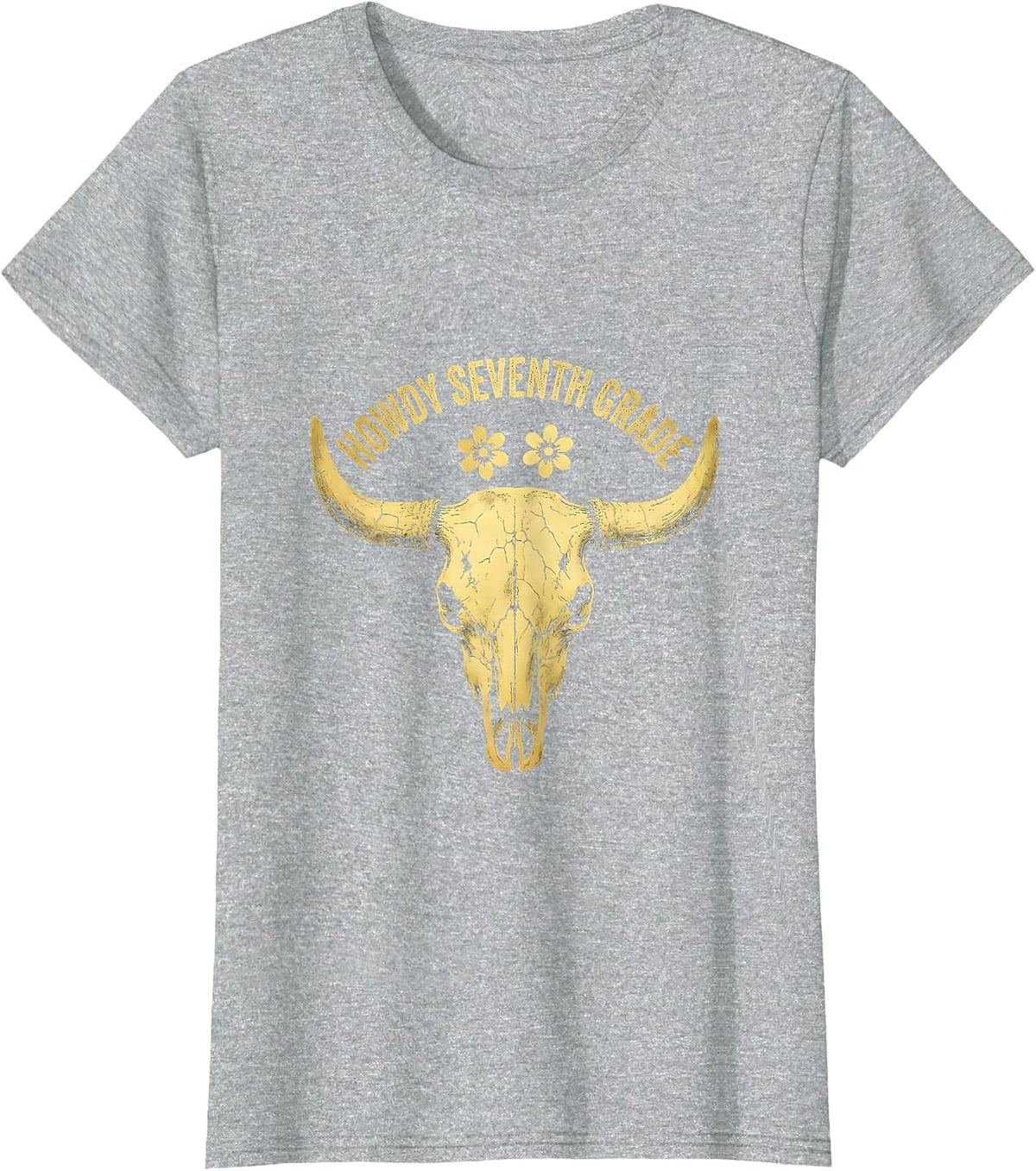 Women's Howdy Seventh Grade Boho Western Teacher Back To School T-Shirt - Heather Grey