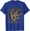 Two German Shepherds Running Through Autumn Leaves T-Shirt - Royal Blue