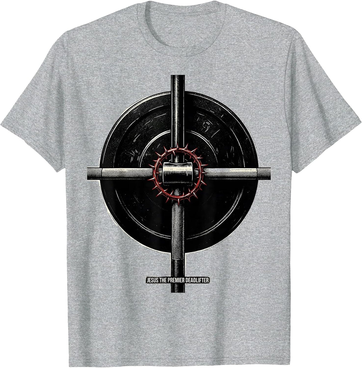 Men's Jesus The Premier Deadlifter Funny Christian Gym T-Shirt - Heather Grey