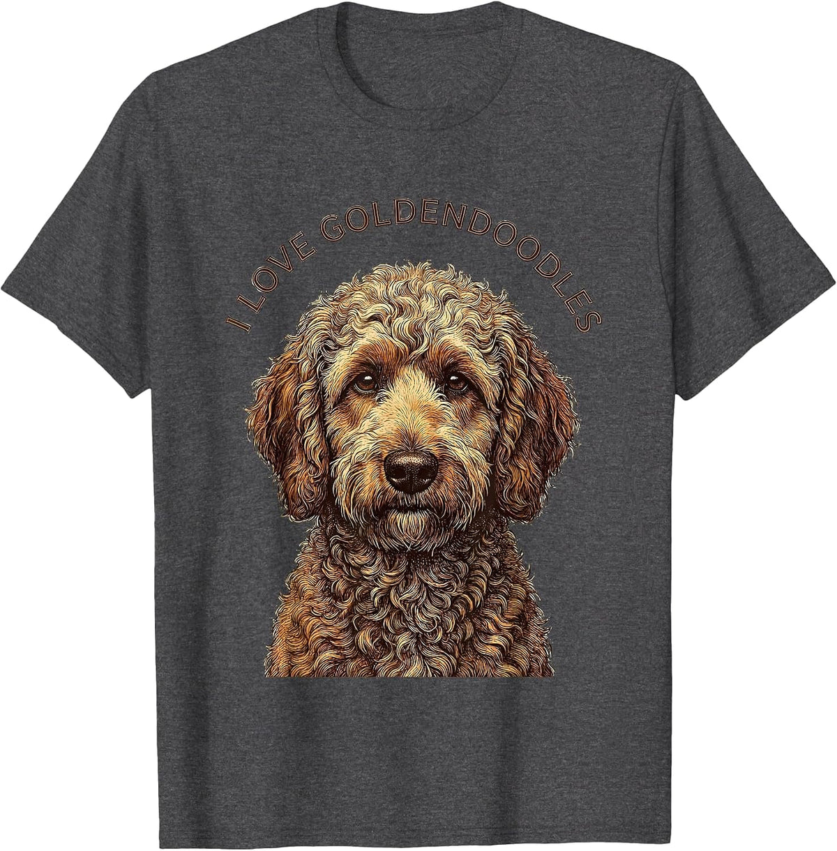 Men's I Love Goldendoodles Vintage Goldendoodle Portrait Animal T-Shirt - Dark Heather Grey