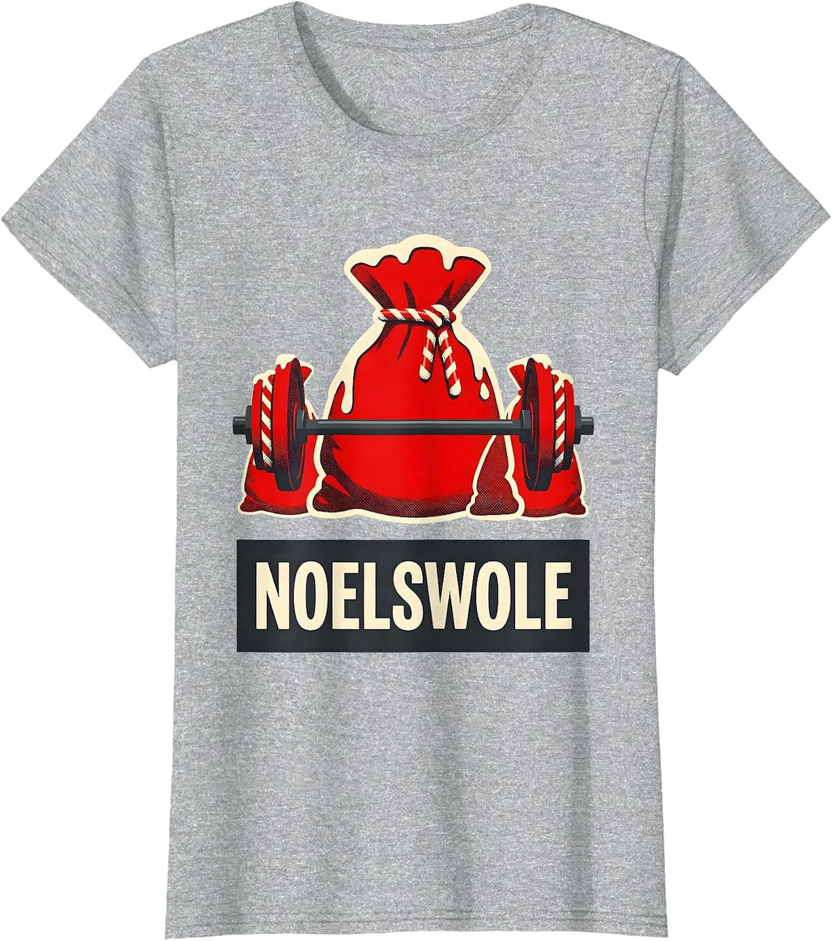 Noelswole Funny Christmas Gym Weightlifting Workout Fitness T-Shirt - Heather Grey