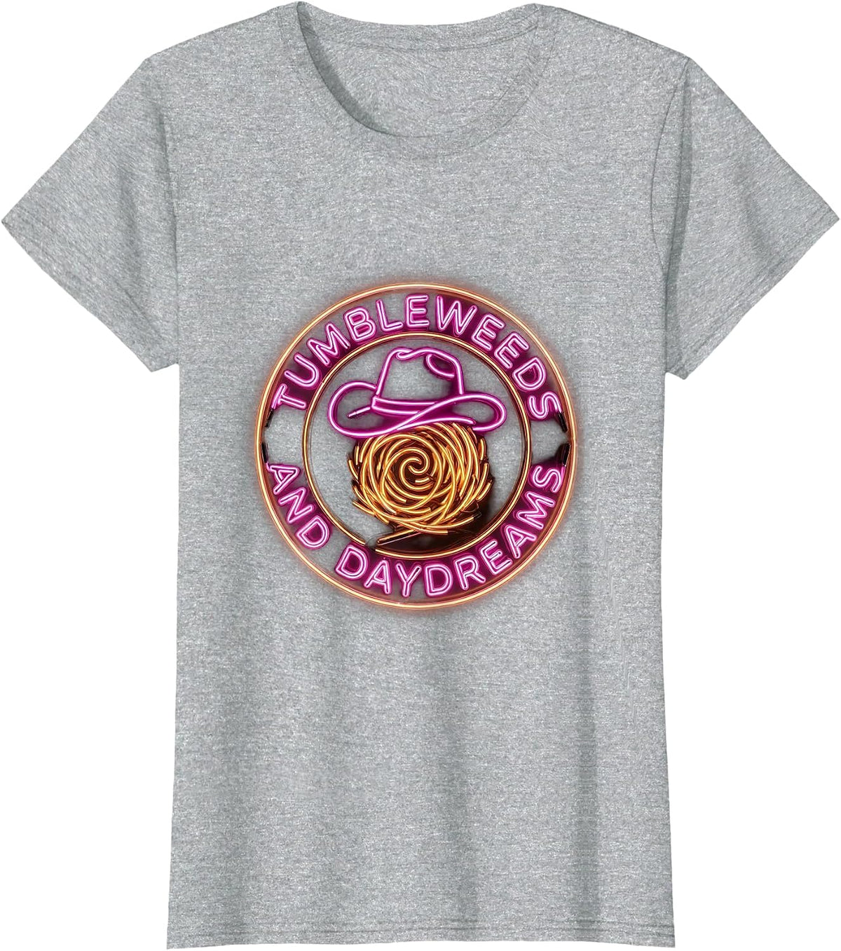 Tumbleweeds and Daydreams Girls Western Design T-Shirt - Heather Grey