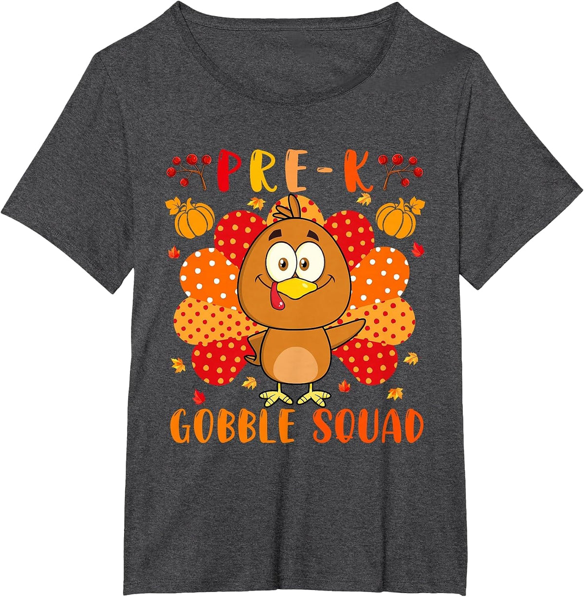 Pre-K Gobble Squad Thanksgiving Turkey Teacher Students T-Shirt - Dark Heather Grey