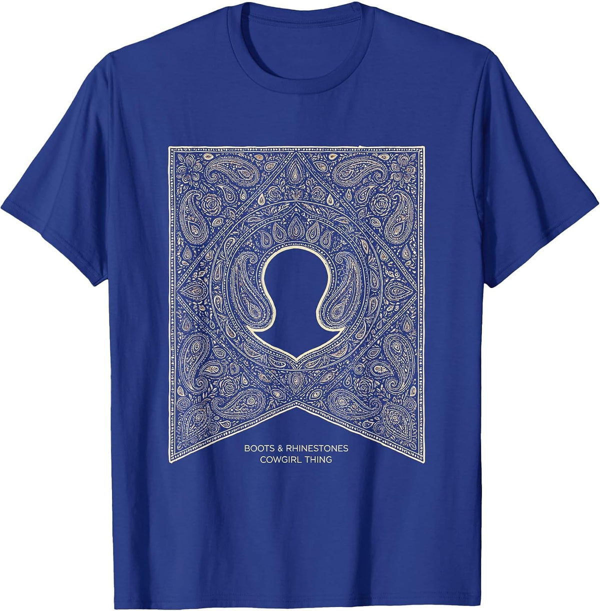 Men's Boots & Rhinestones Cowgirl Thing Western Rodeo Bandana T-Shirt - Royal Blue