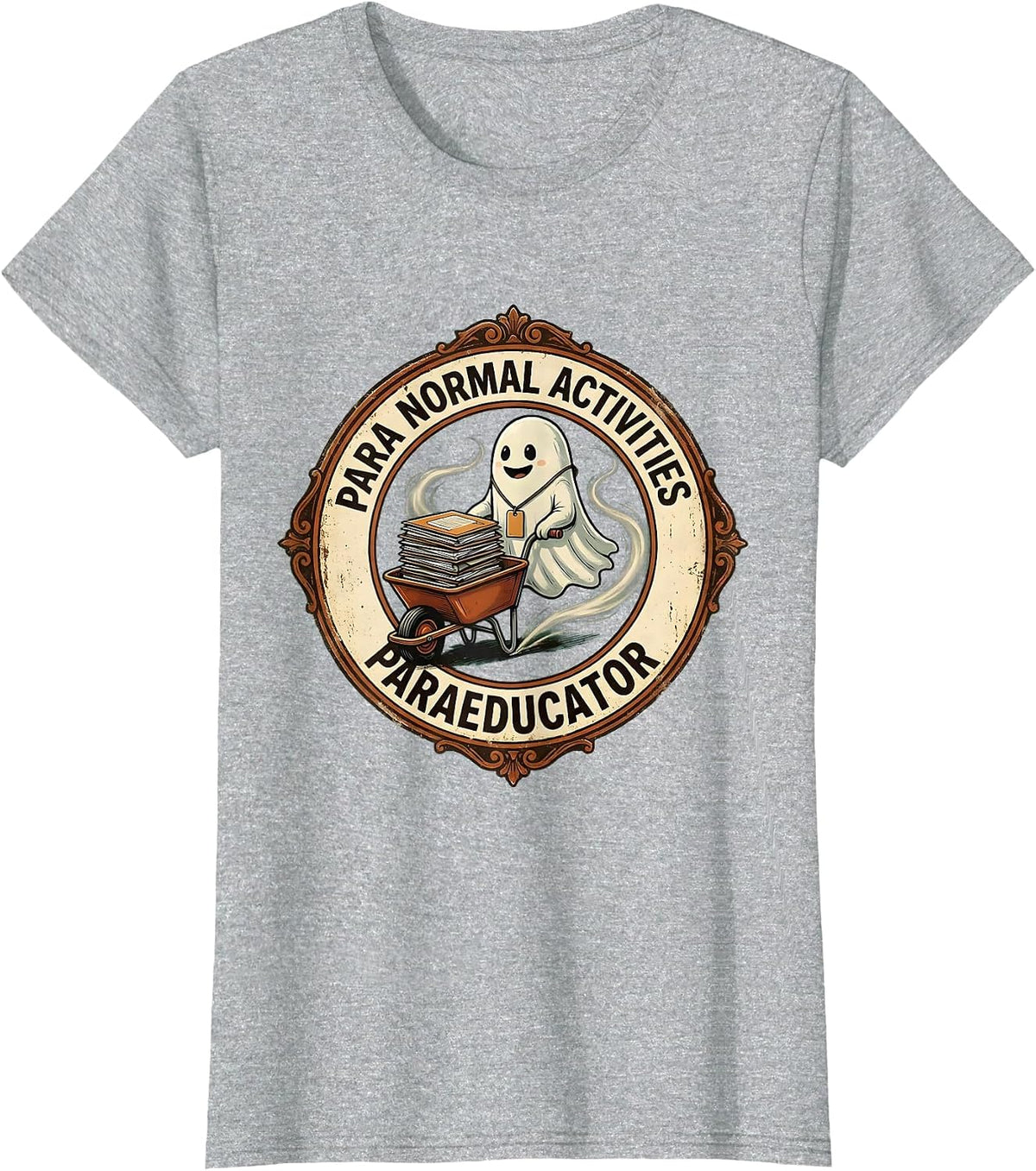 Para Normal Activities Paraeducator Vintage Ghost Halloween T-Shirt - Heather Grey