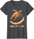 Women's Shell We Float Cute Sea Turtle Ocean Animal Tropical T-Shirt - Dark Heather Grey