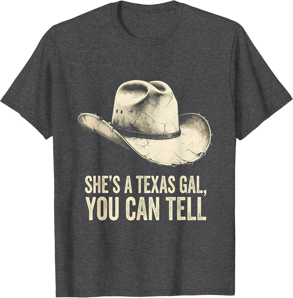 Men's She's A Texas Gal, You Can Tell Boho Western Cowgirl Pride T-Shirt - Dark Heather Grey