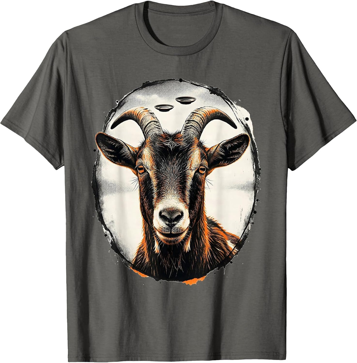 Men's Goat UFO Abduction Funny Animal Selfie Vintage T-Shirt - Asphalt Grey