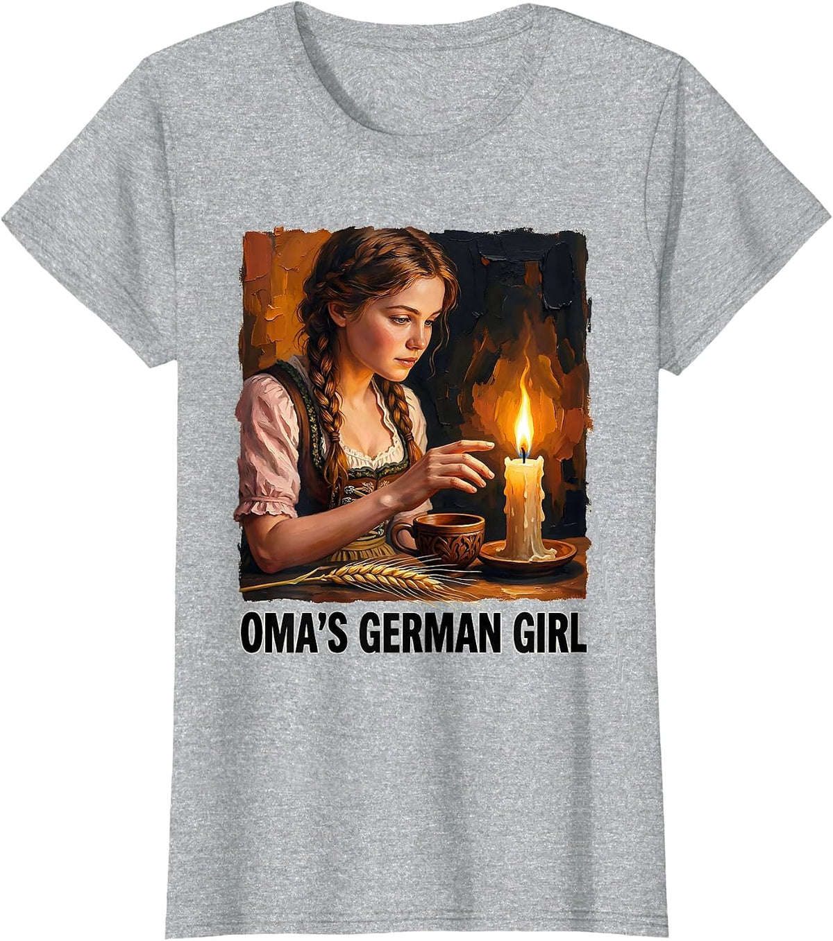Women's OMA'S GERMAN GIRL Traditional Heritage Pride German Culture T-Shirt - Heather Grey