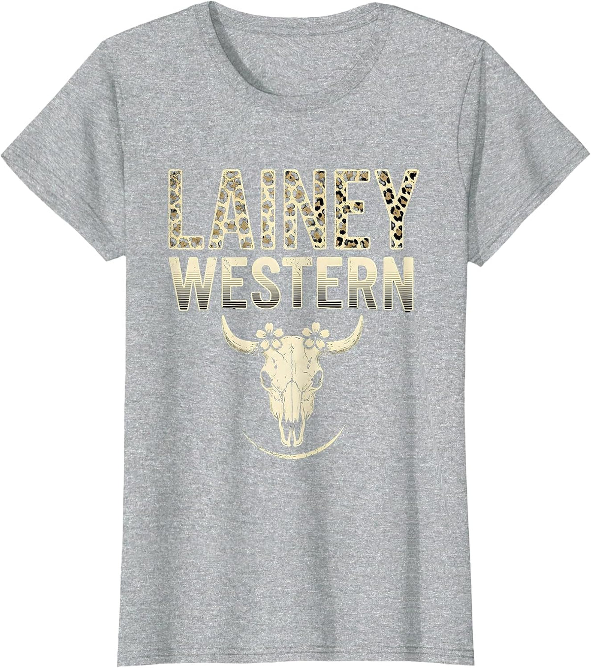 Lainey Western Boho Western Cowgirl Name Personalized Gift T-Shirt - Heather Grey
