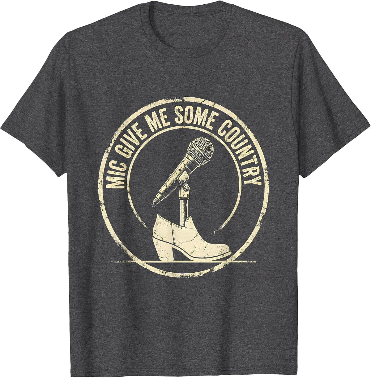 Mic, Give Me Some Country Boho Western Mono Southern Pride T-Shirt - Dark Heather Grey