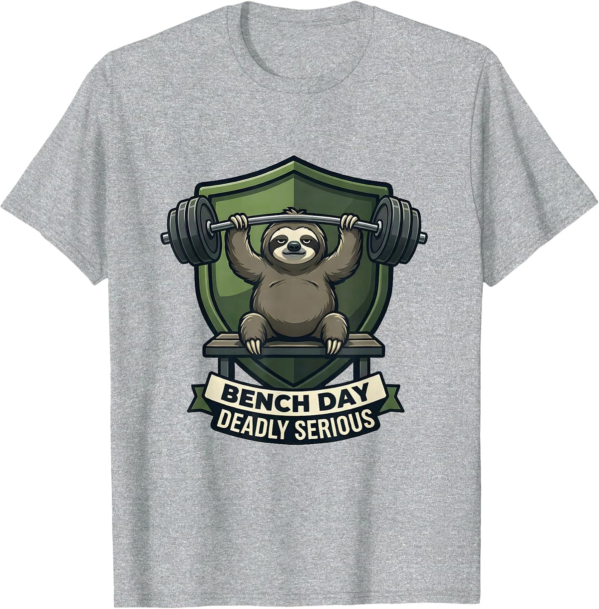 Men's Bench Day Deadly Serious Funny Gym Weightlifting Workout T-Shirt - Heather Grey