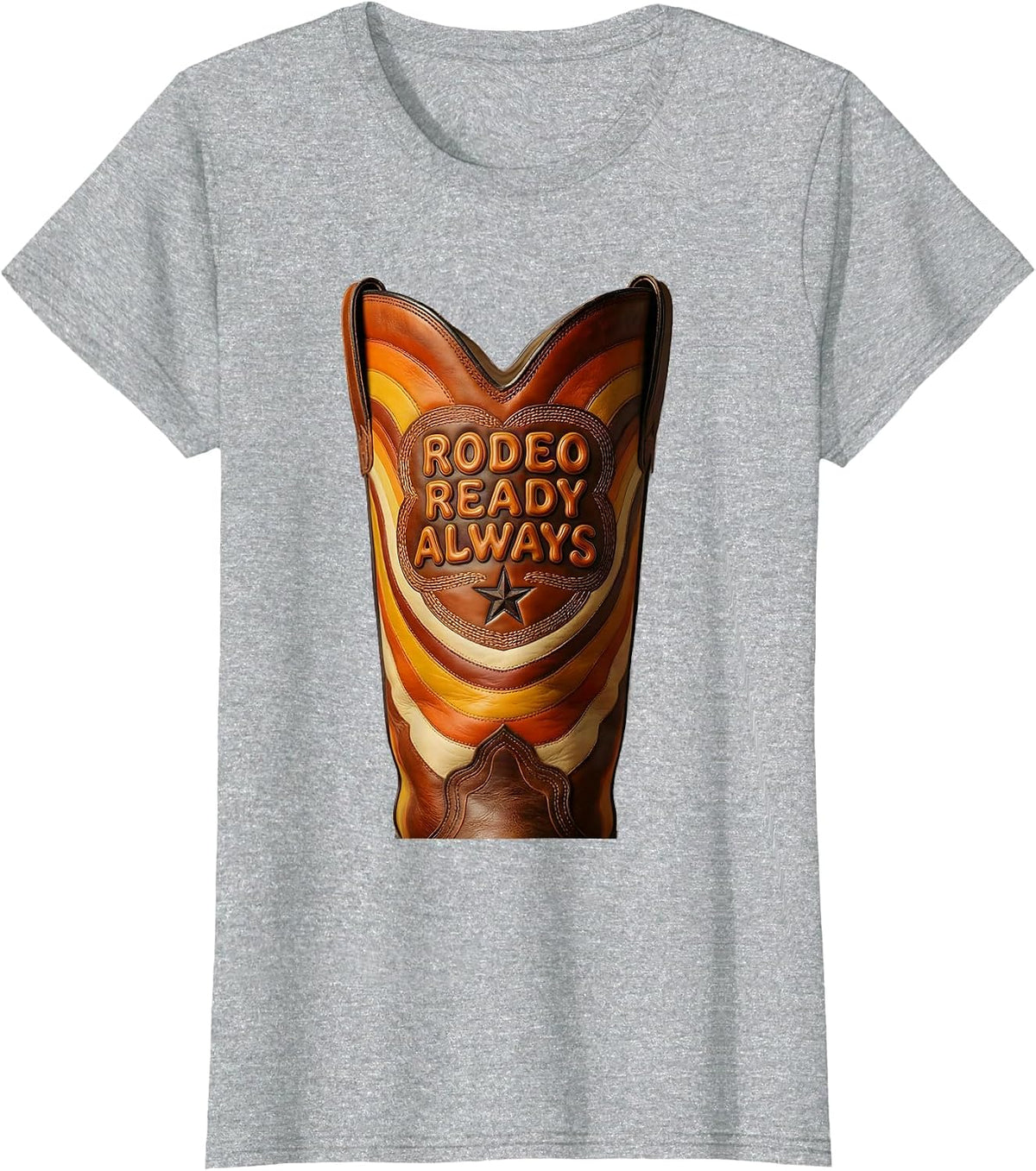 Women's Rodeo Ready Always Western Cowgirl Design T-Shirt - Heather Grey