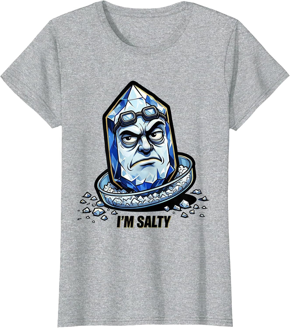 Women's I'm Salty Cartoon Chemistry Pun Humor Science Geek T-Shirt - Heather Grey