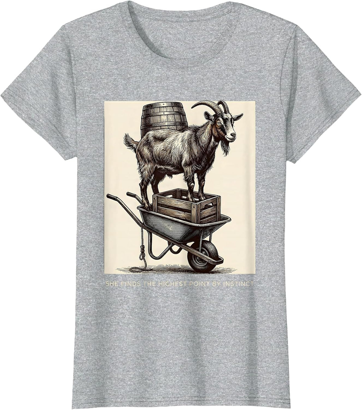 She Finds The Highest Point By Instinct Funny Goat Lover T-Shirt - Heather Grey