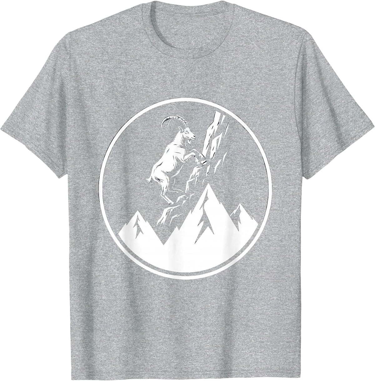Men's Goat Climbing Snowy Mountain Summit Illustration T-Shirt - Heather Grey