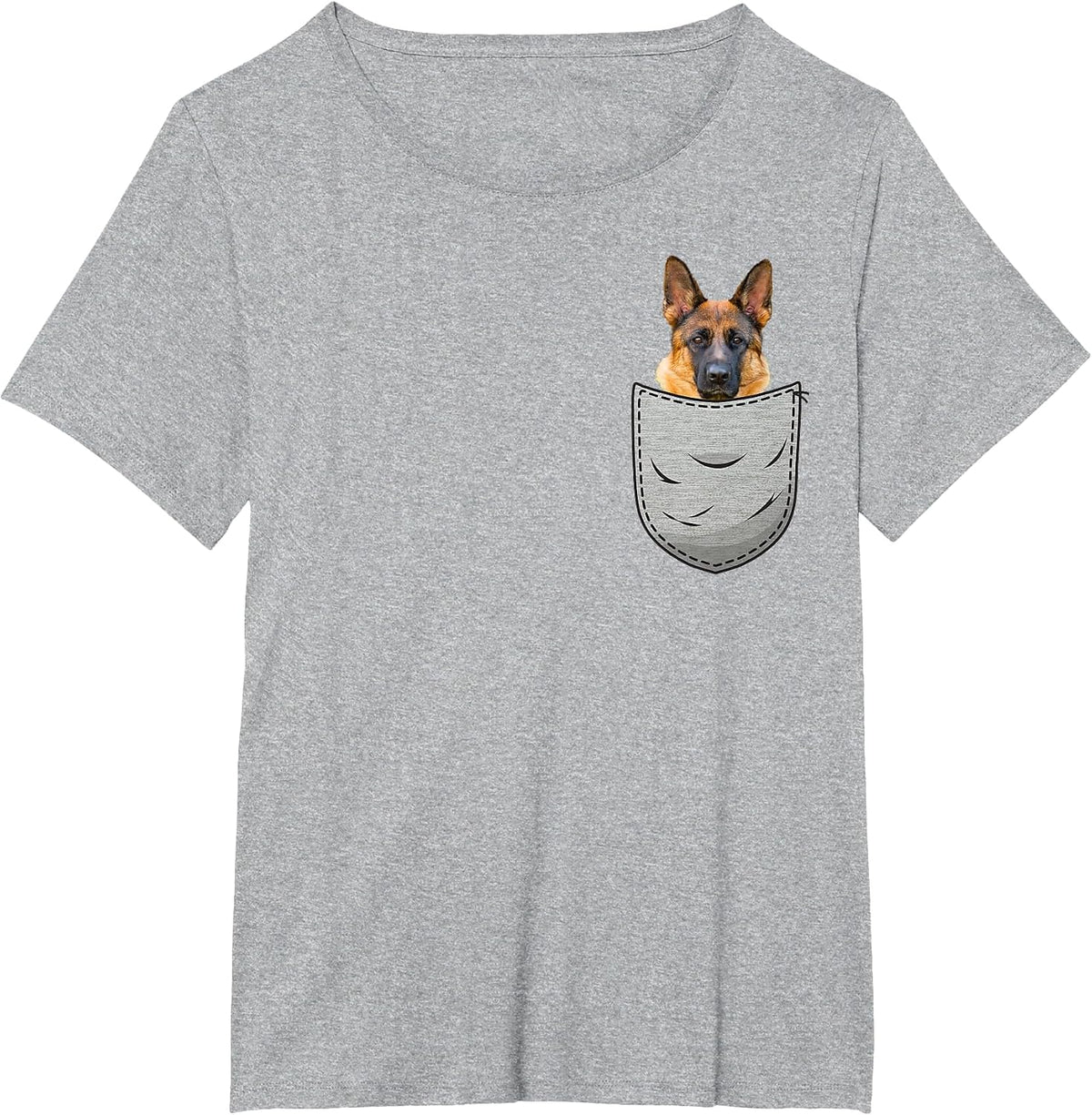 German Shepherd Dog Chest Pocket for Dog Owners T-Shirt - Heather Grey