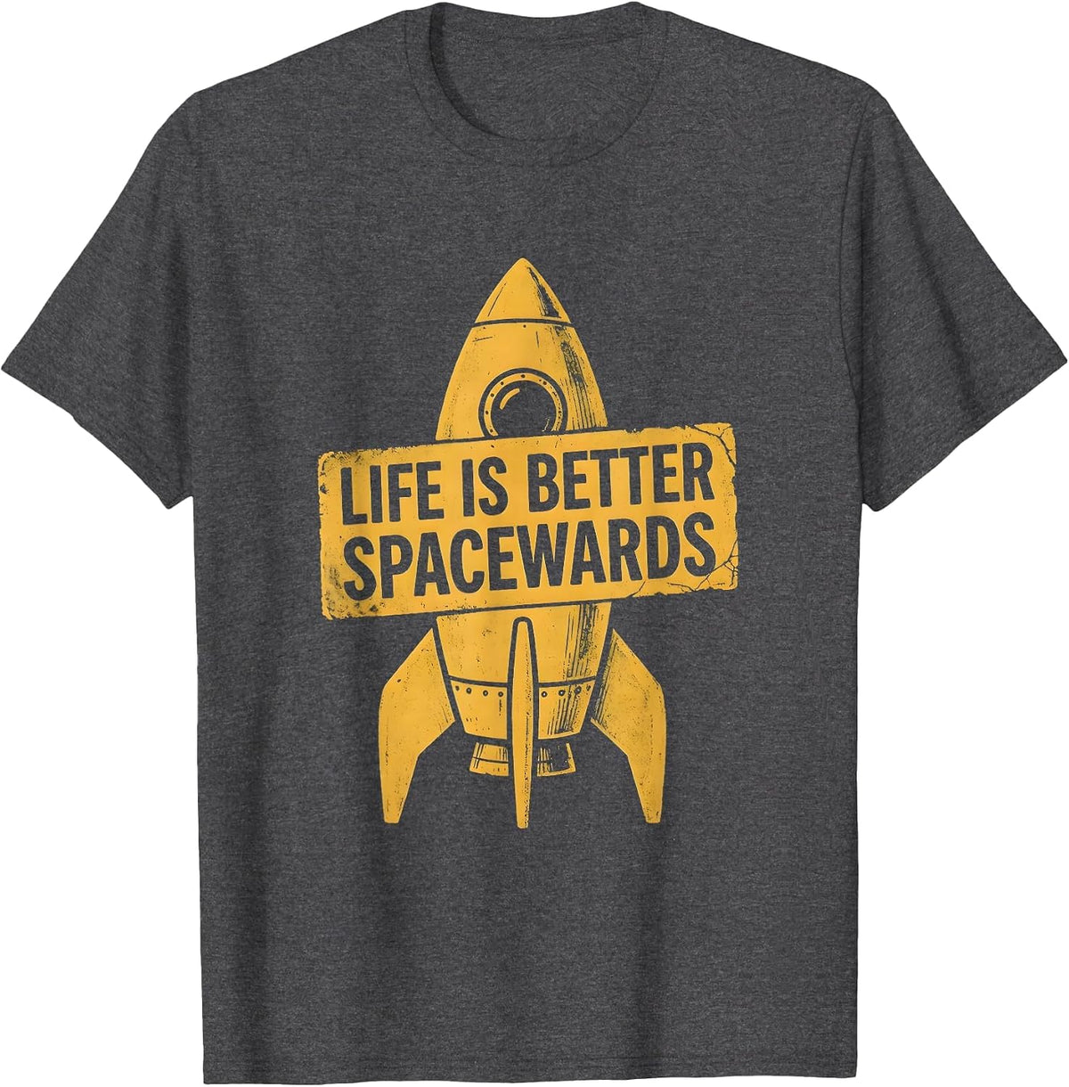 Life Is Better Spacewards Cosmic Explorer Design T-Shirt - Dark Heather Grey