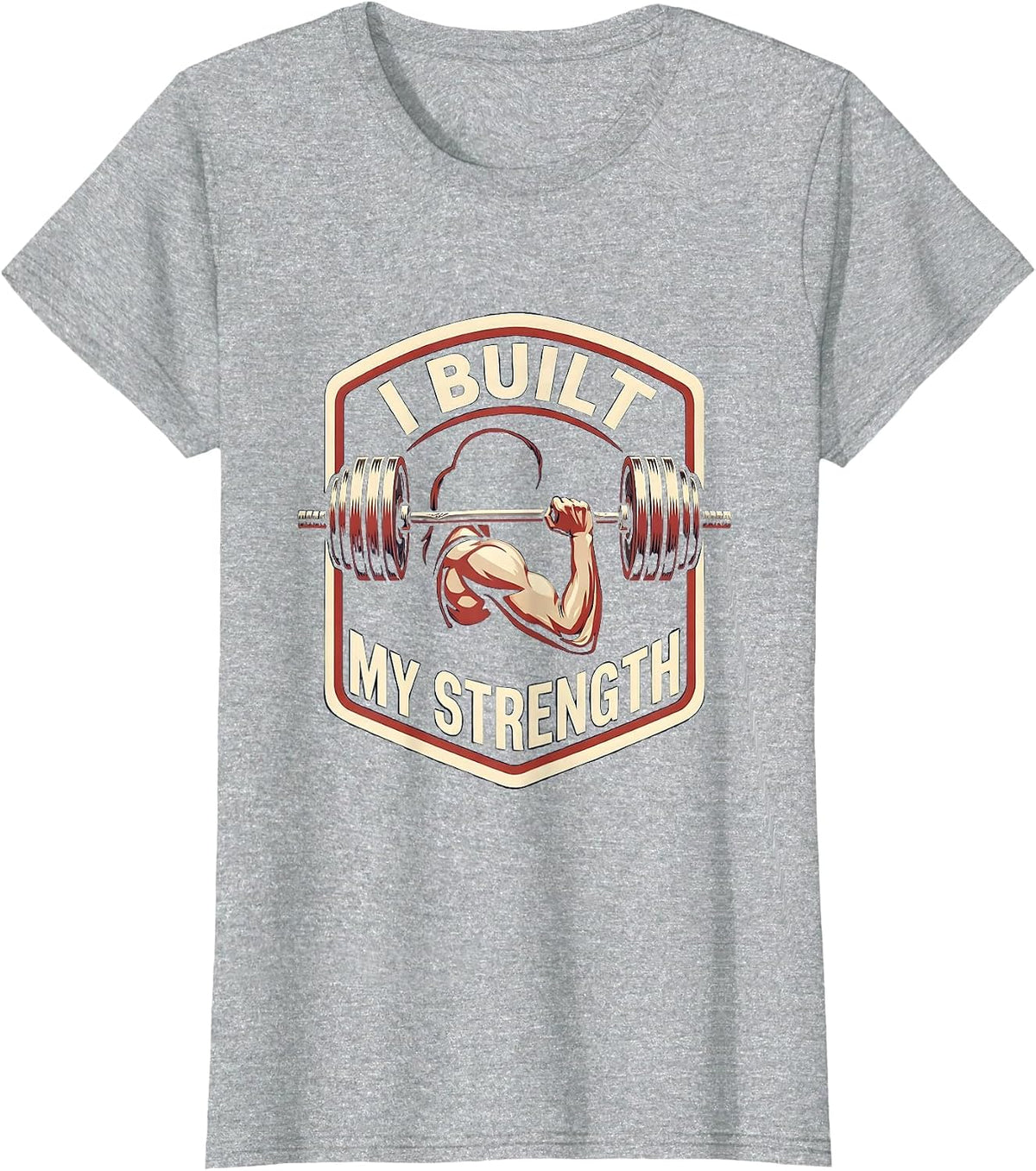 I Built My Strength Gym Muscle Empowerment Graphic T-Shirt - Heather Grey