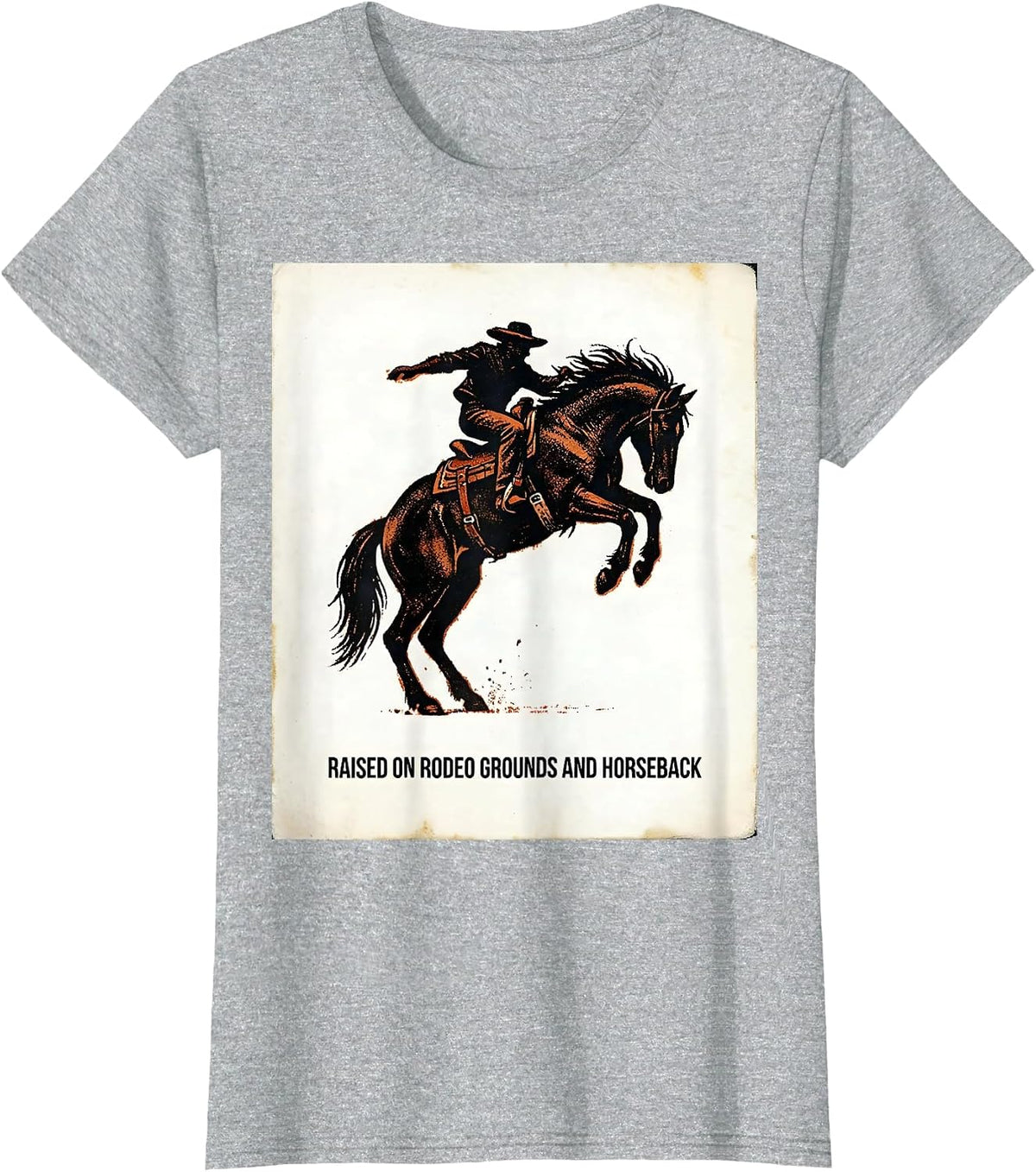 Raised On Rodeo Grounds And Horseback Western Cowgirl Horse T-Shirt - Heather Grey