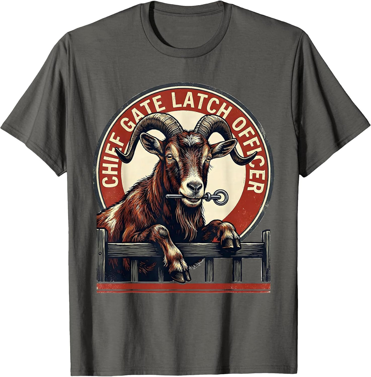 Chief Gate Latch Officer Funny Goat Lover Farmer Gift T-Shirt - Asphalt Grey