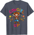 Cowgirl Up Western Rodeo Design T-Shirt - Heather Blue