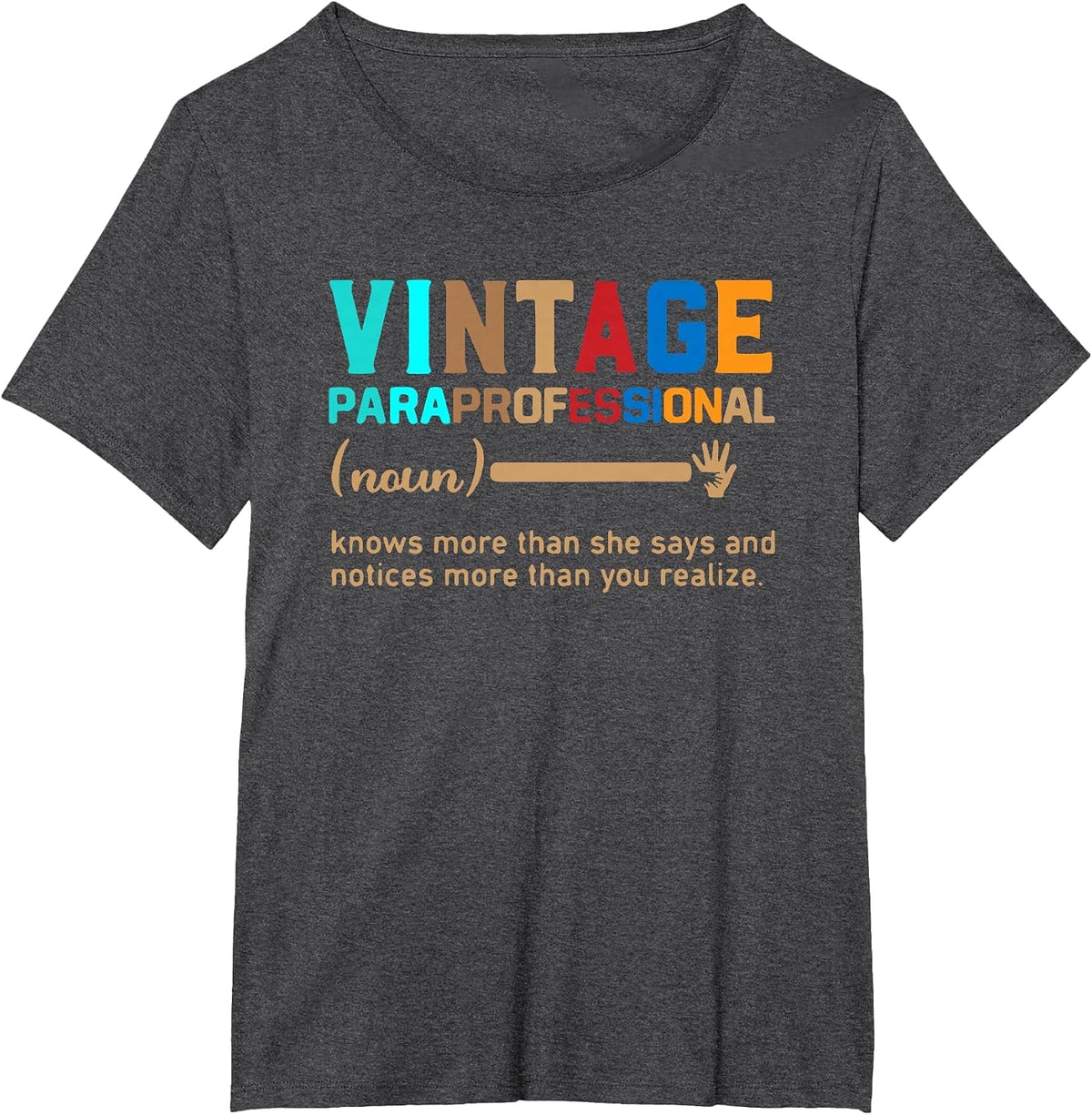 Vintage Paraprofessional Teacher T-Shirt - Dark Heather Grey