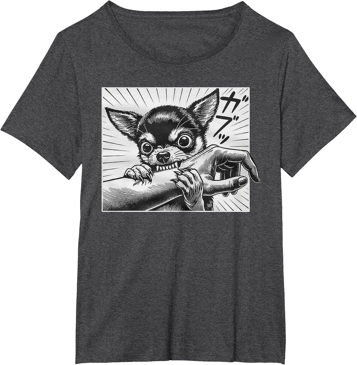 Chihuahua Dog Bite Funny Chihuahua Lover T-Shirt - Dark Heather Grey