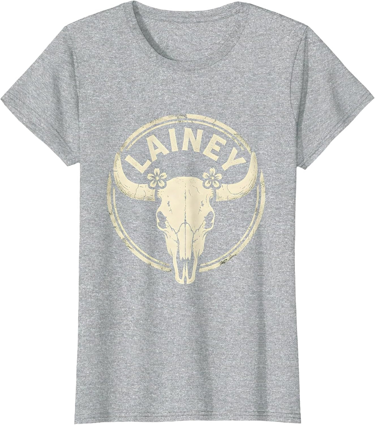Lainey Boho Western Cowgirl Name Personalized Gift for Girls T-Shirt - Heather Grey