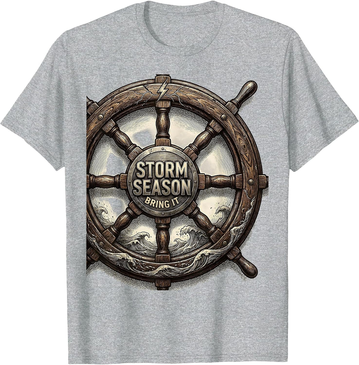 Men's Stronger Than The Storm Season Bring It Design T-Shirt - Heather Grey