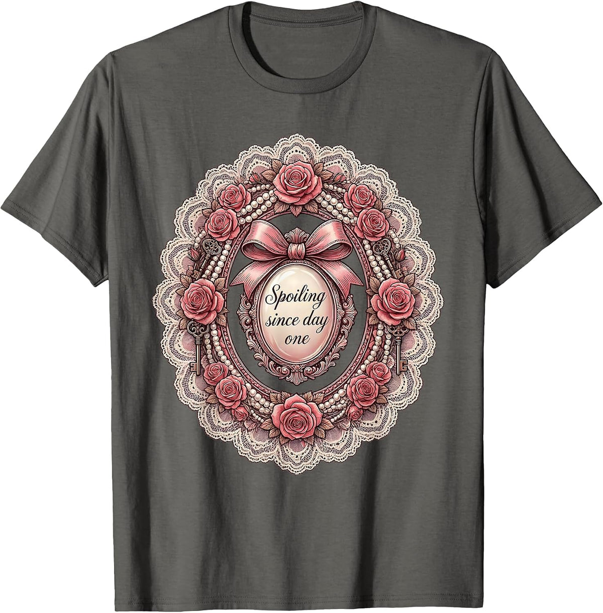Spoiling Since Day One Mimi Design T-Shirt - Asphalt Grey