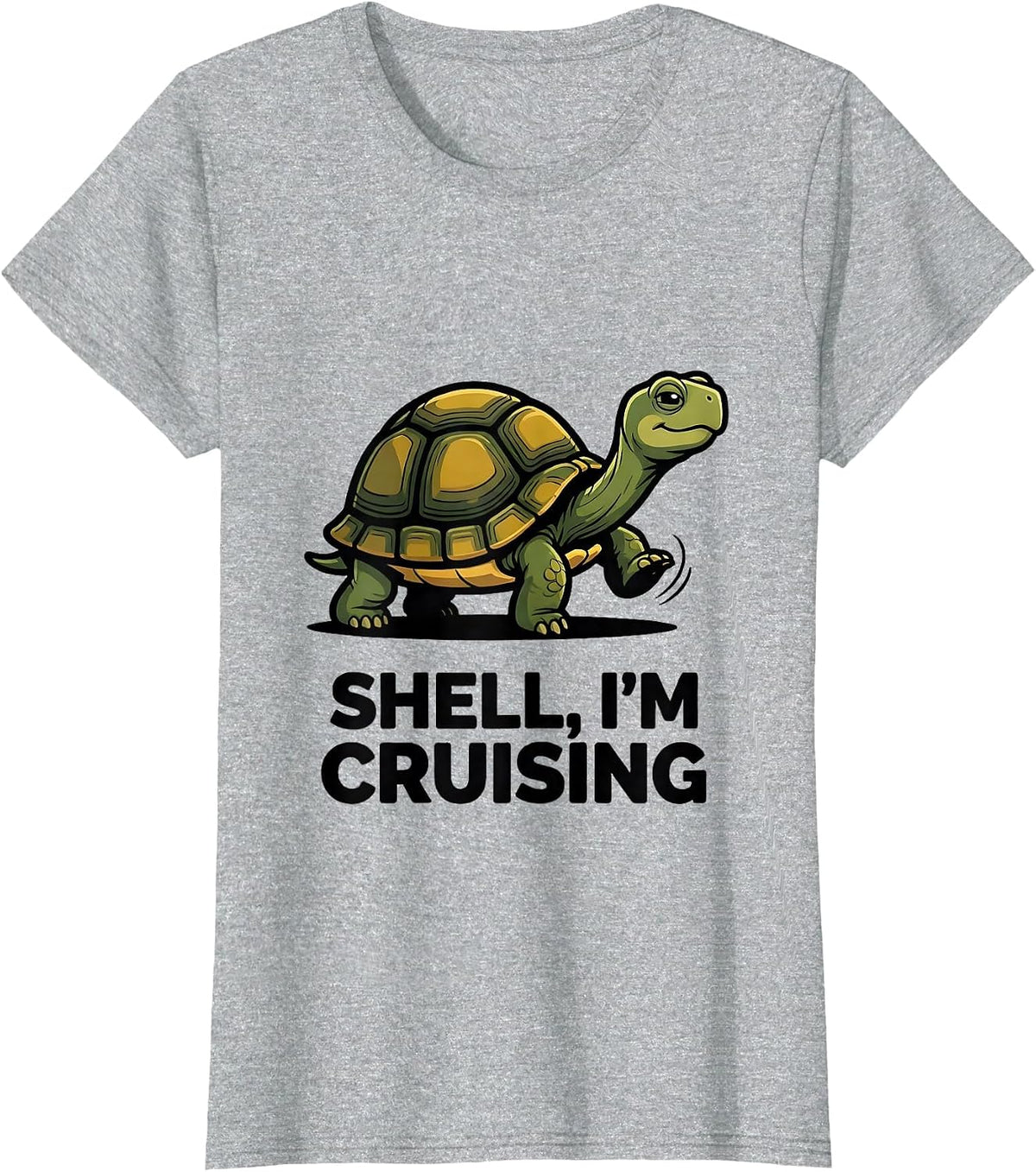 Women's Shell I'm Cruising Funny Turtle Lover Reptile Novelty T-Shirt - Heather Grey