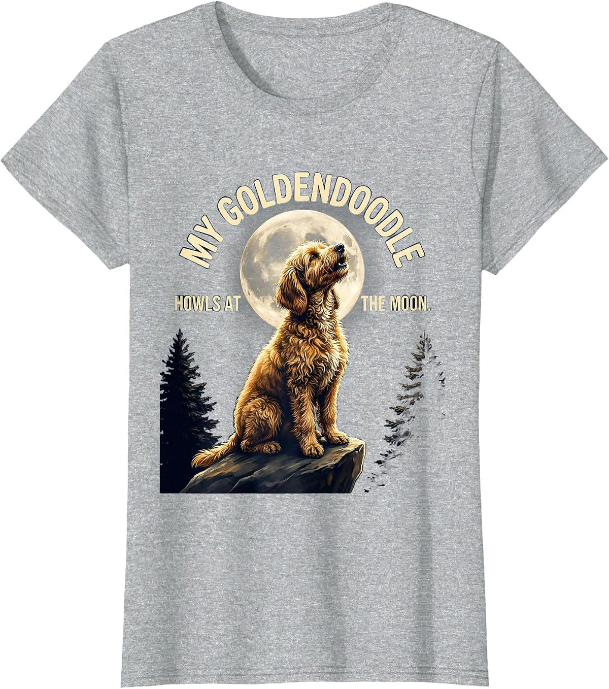 My Goldendoodle Howls at the Moon Retro Dog Owner Breed T-Shirt - Heather Grey