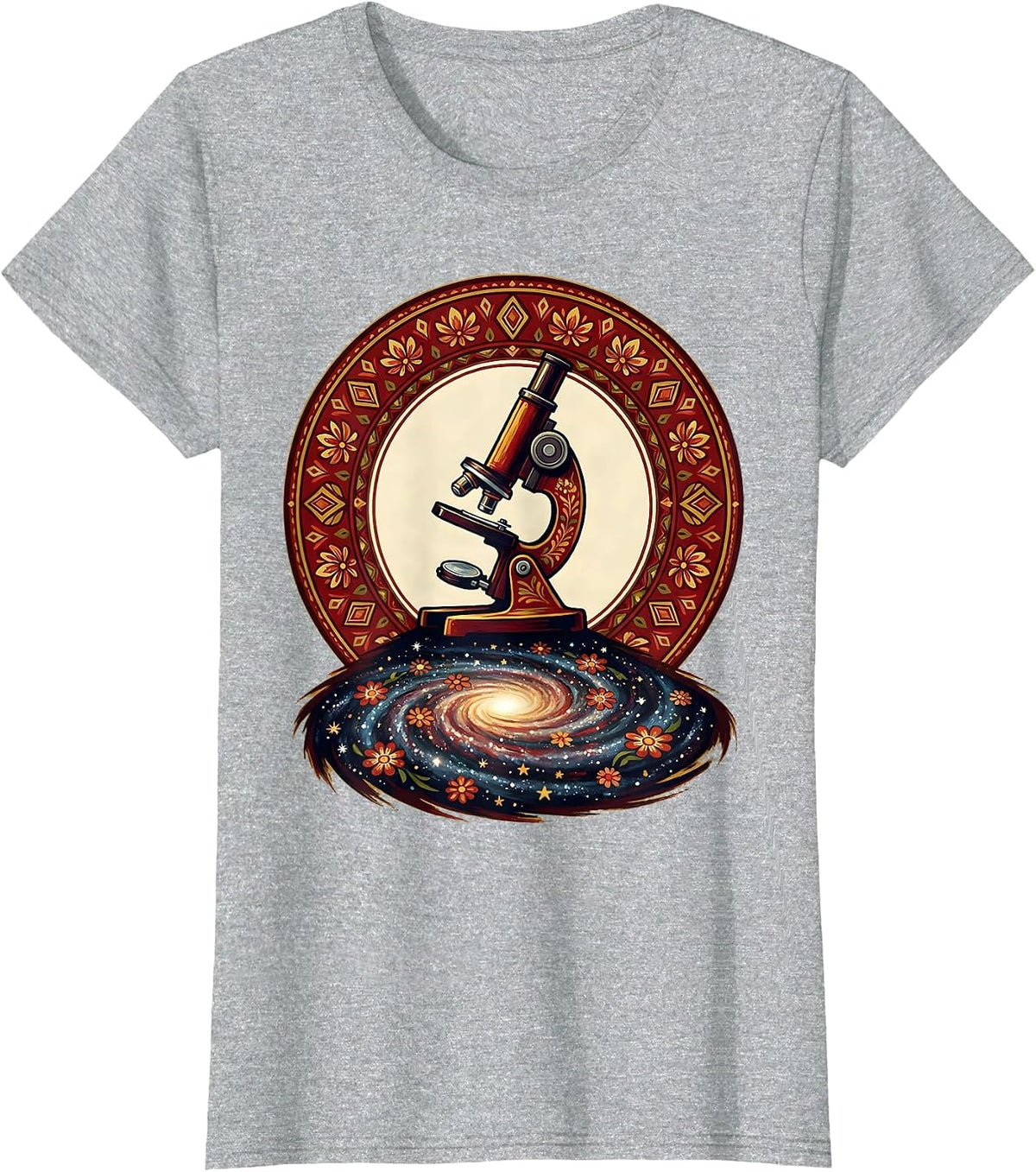 Women's Microscope Galaxy Shadow Science Art Design T-Shirt - Heather Grey