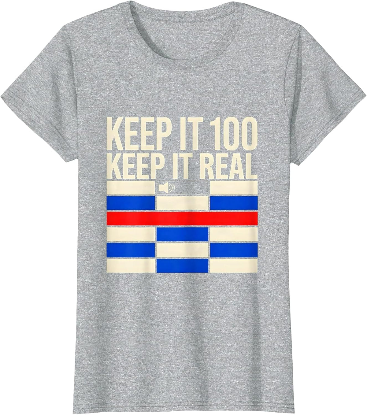Women's Keep It 100 Keep It Real Geometric Hip Hop Rap Nostalgia T-Shirt - Heather Grey