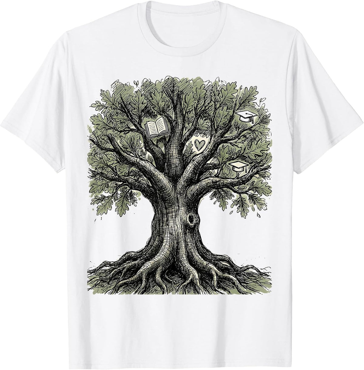 Men's School Counselor Tree Deep Roots Wide Canopy T-Shirt - White