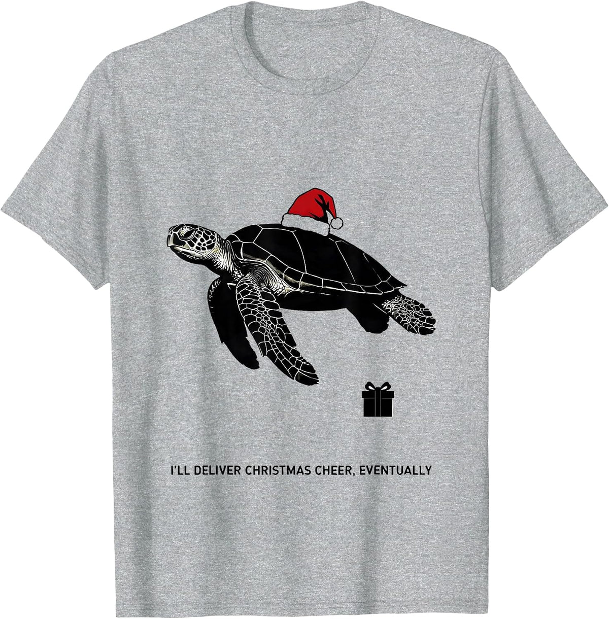 Men's I'll Deliver Christmas Cheer, Eventually Sea Turtle T-Shirt - Heather Grey