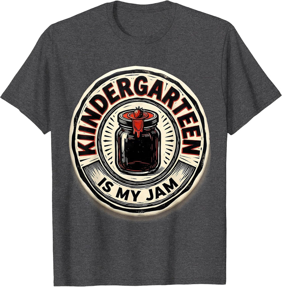Men's Kindergarten Is My Jam Strawberry Teacher Back to School T-Shirt - Dark Heather Grey