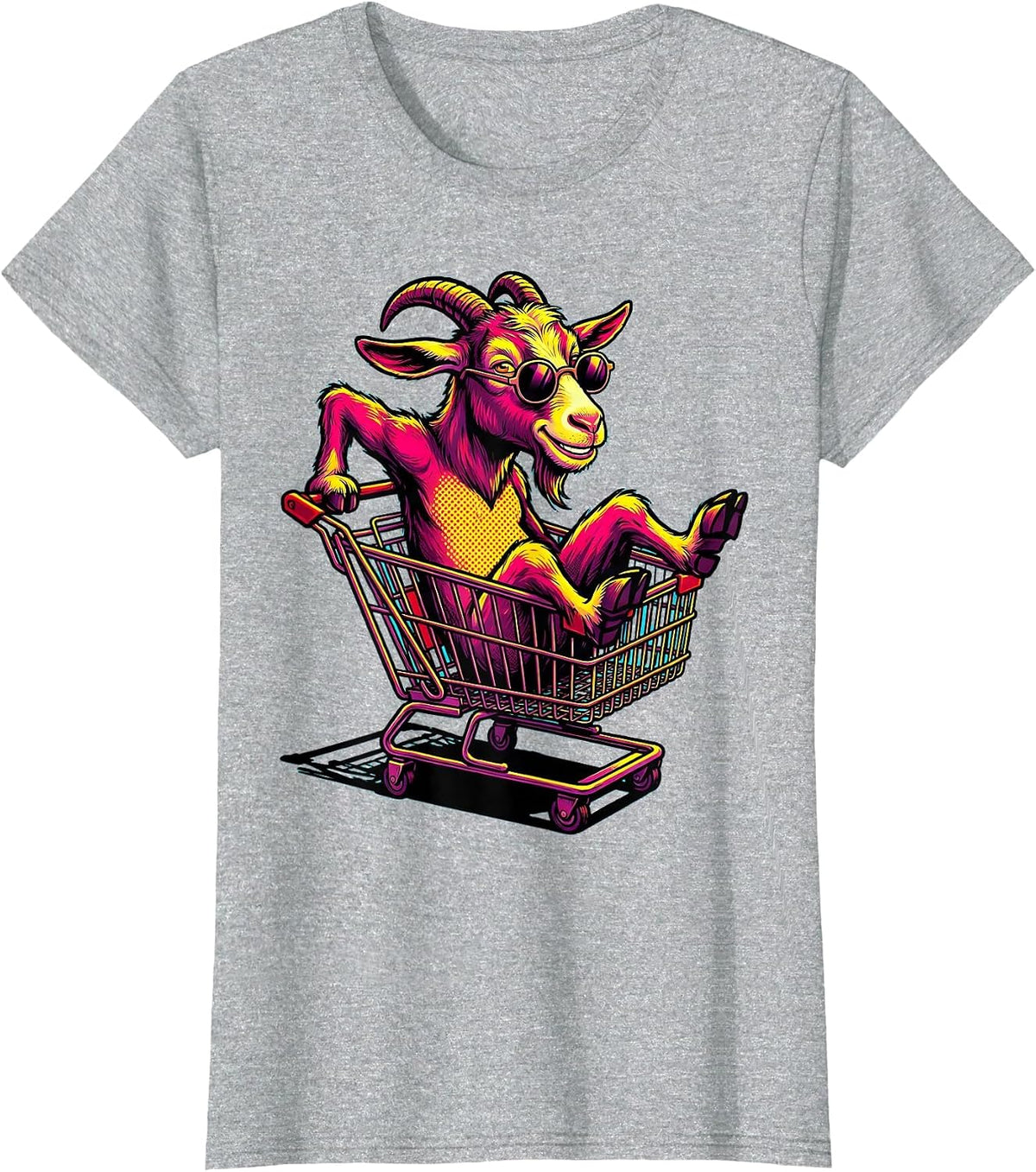 Women's Goat in Sunglasses Shopping Cart Climber T-Shirt - Heather Grey