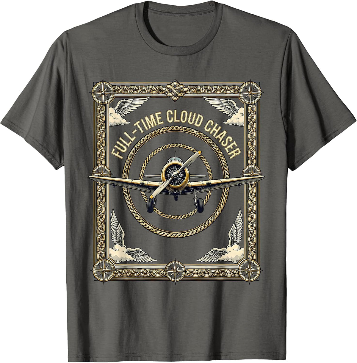 Full-Time Cloud Chaser Weather Lover Design T-Shirt - Asphalt Grey