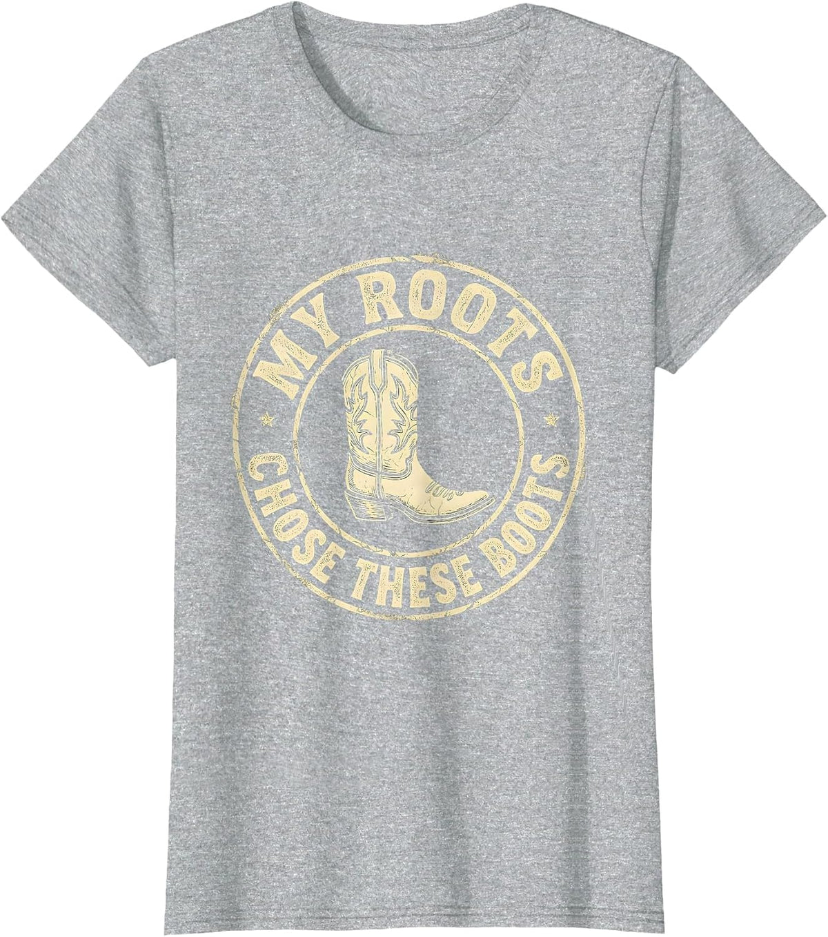 Women's My Roots Chose These Boots Boho Western Country Music Fan T-Shirt - Heather Grey