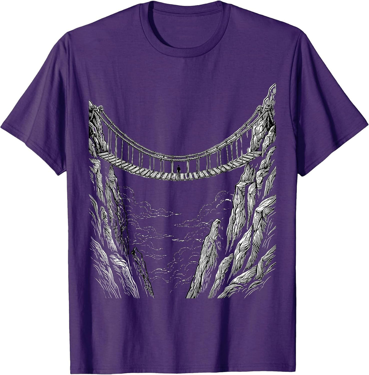 Men's School Counselor Rope Bridge Mountain Graphic T-Shirt - Purple