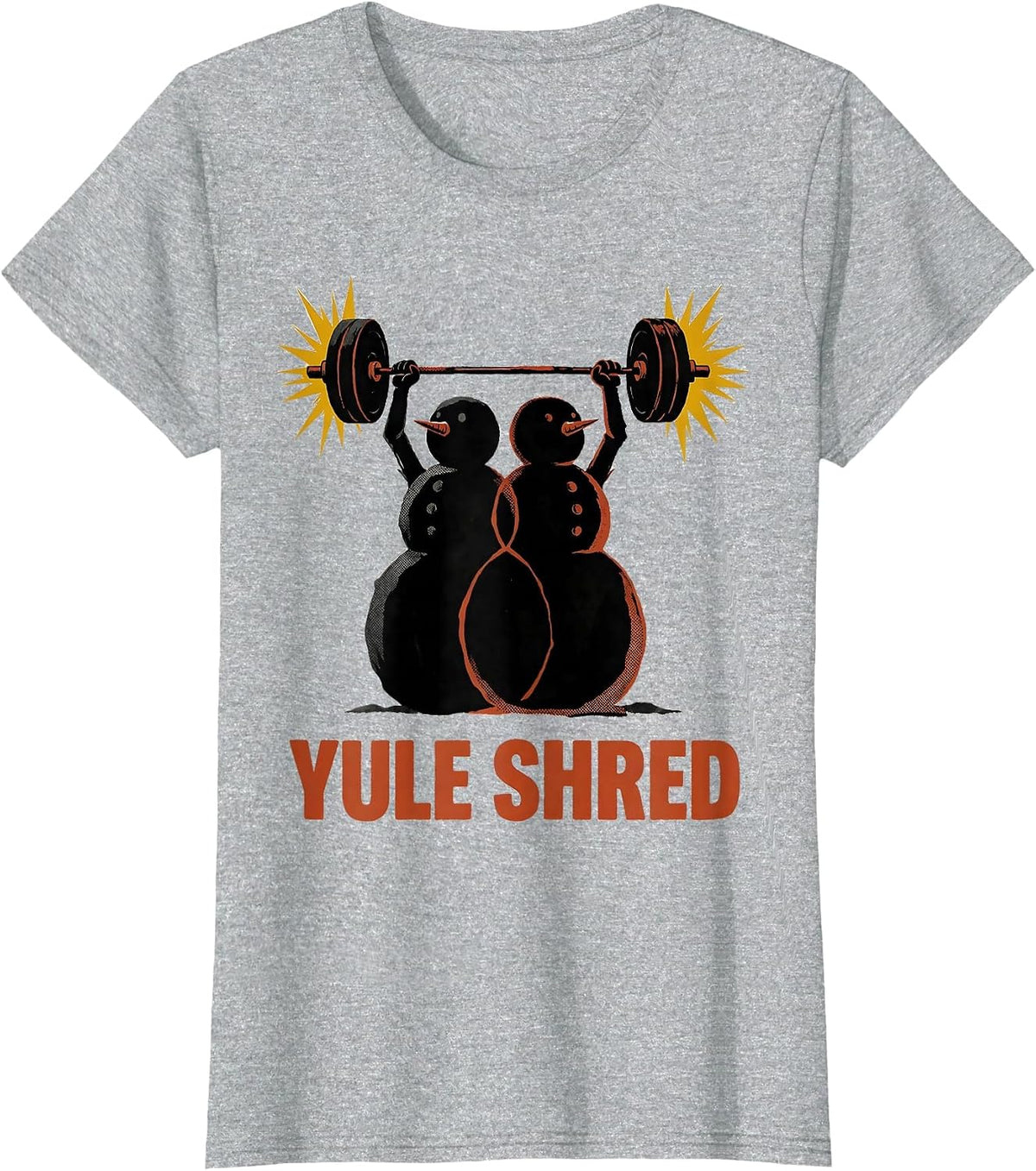 Women's Yule Shred Midcentury Modern Christmas Gym Weightlifting T-Shirt - Heather Grey