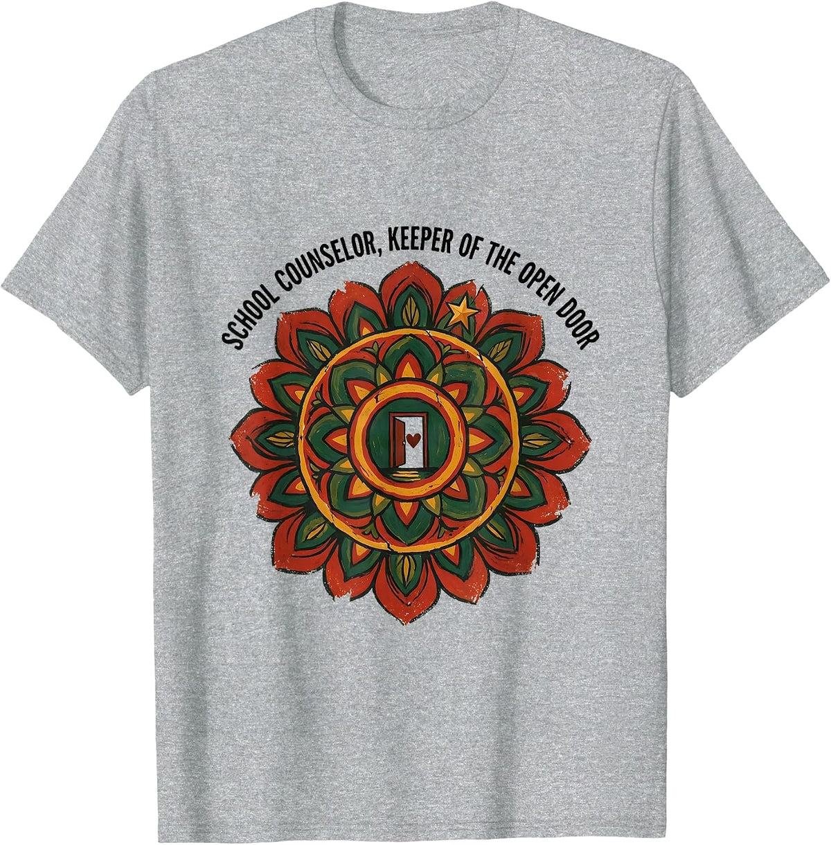 Men's School Counselor, Keeper Of The Open Door Funny T-Shirt - Heather Grey