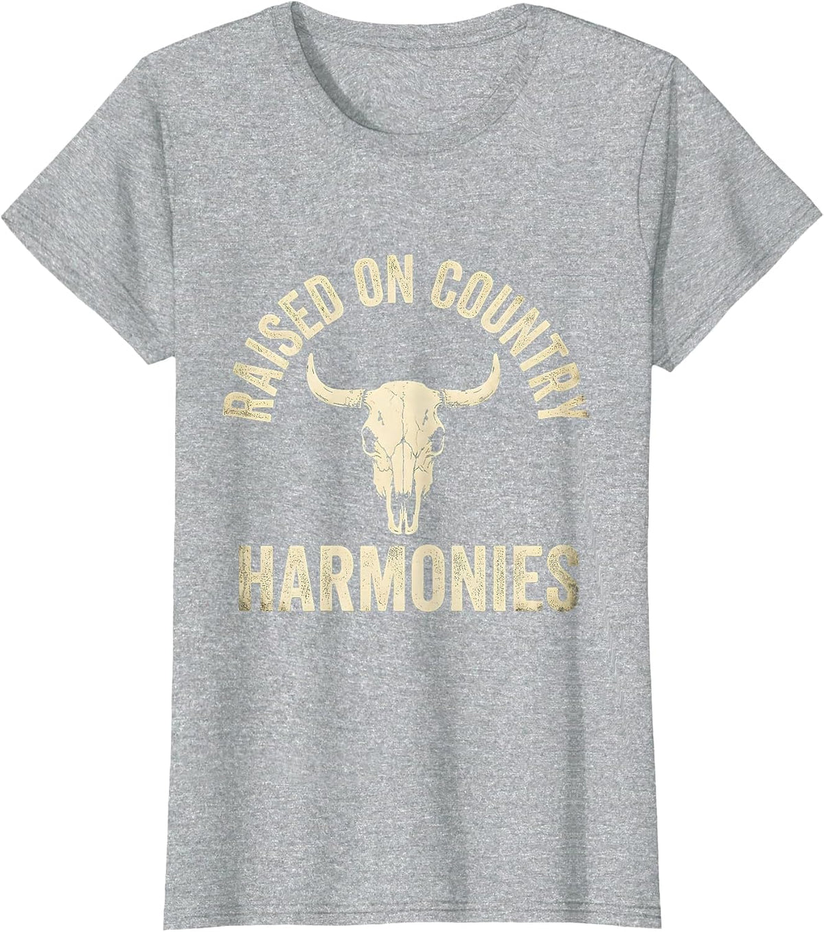 Raised On Country Harmonies Boho Western Mono Cowboy Hat T-Shirt - Heather Grey