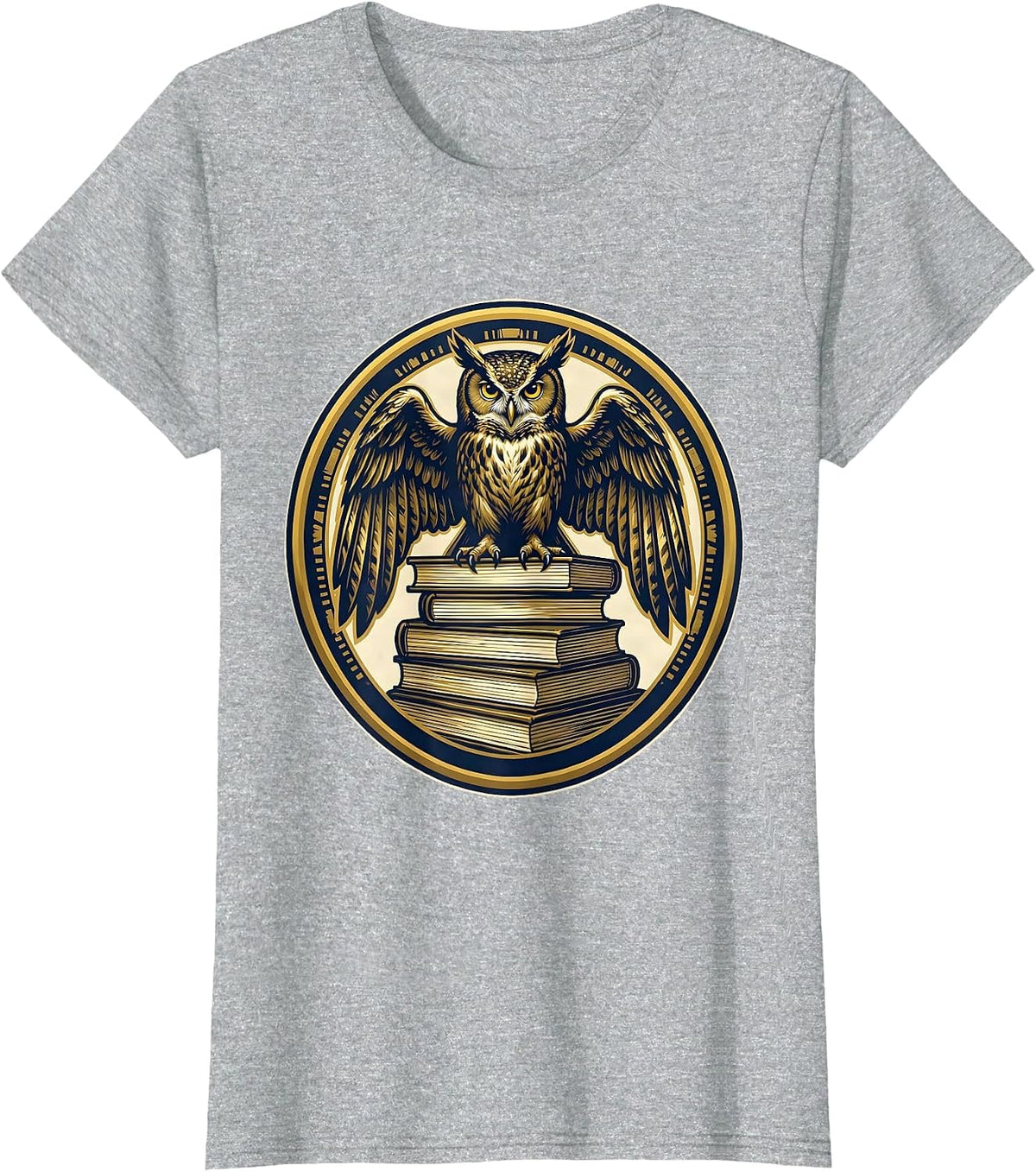 Women's School Counselor Owl on Books Graphic Design T-Shirt - Heather Grey
