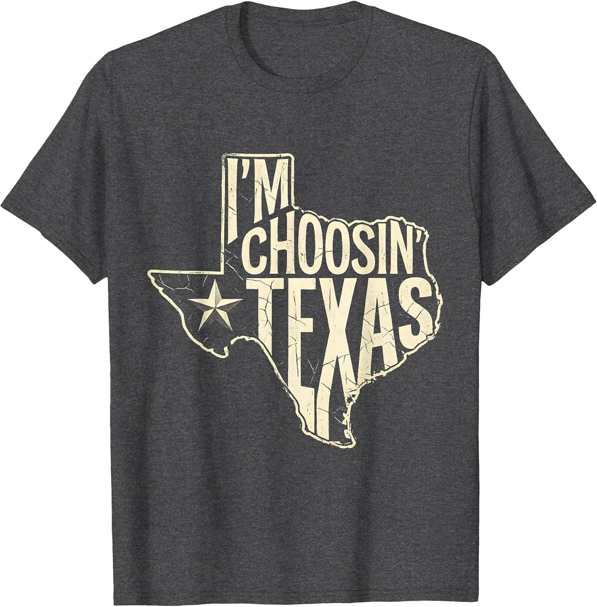 I'm Choosin' Texas Boho Western Mono State Pride Vintage T-Shirt - Dark Heather Grey