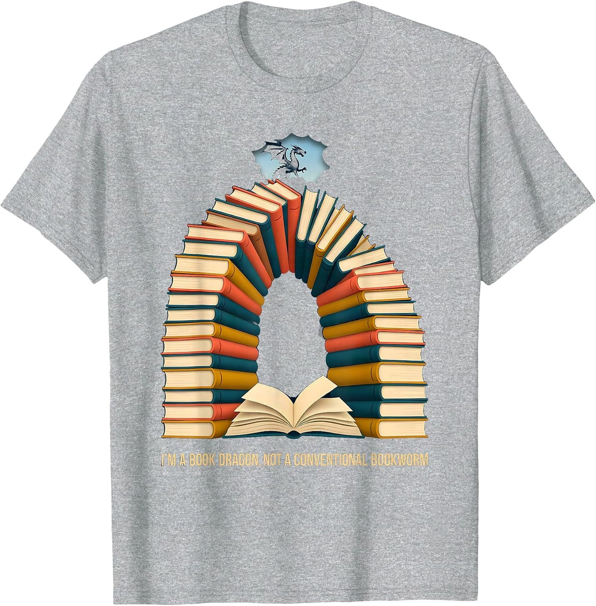 Men's I'm A Book Dragon, Not A Conventional Bookworm Funny T-Shirt - Heather Grey